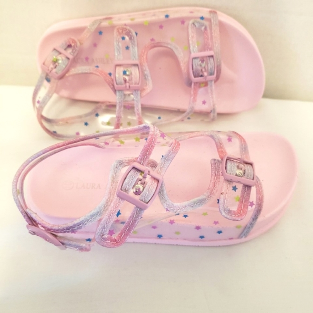 Laura Ashley Stars Toddler Girls Sandals Pink Multicolor Size:T-10. NWOT.